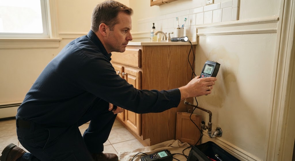 Technician conducting a sewer camera inspection in East Orange